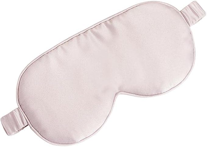 Silk Eye Mask with Elastic Strap Blackout Sleep Mask, One-Size, Blush