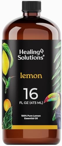 Healing Solutions Lemon Essential Oil - 16oz Bulk, 100% Pure, Large Bottle for Aromatherapy & More - Candle Making & Diffuser