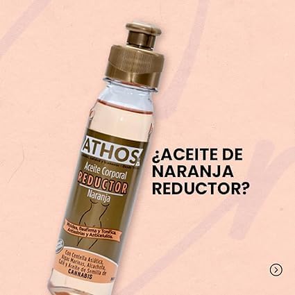 ATHOS, Aceite Corporal Reductor Naranja, 250 ml, Moldea, Reafirma, y Tonifica. Antiestrias Y anticelulitis | ATHOS, Orange Slimming Body Oil, 250 ml, Shapes, Firms, and Tones.