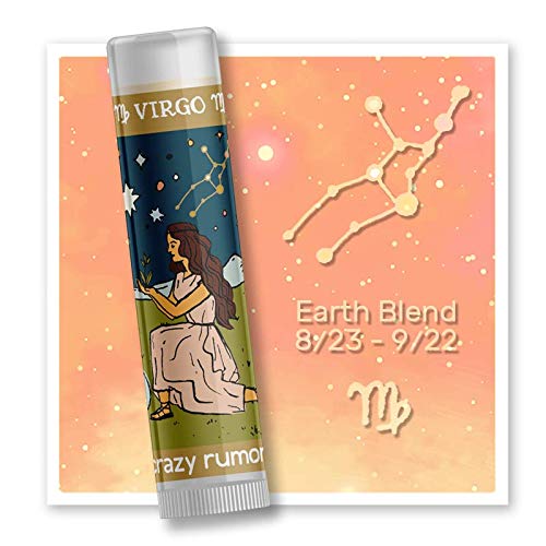 Crazy Rumors Virgo Zodiac All Natural, Plant Based Lip Balm to Moisturize and Nourish your Lips - Earth Blend (Sweet Vanilla, Fragrant Rose and Plum)