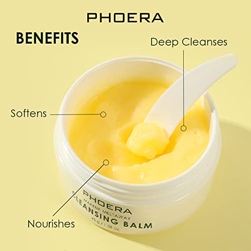 Phoera Makeup Remover Cleansing Balm with Sweet Orange Essential Oil Makeup Meltaway Cleansing Balm (45g Balm)