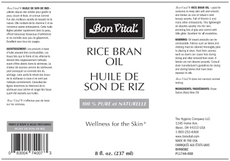 Bon Vital' Rice Bran Oil, 100% Pure and Cold Pressed Carrier Oils for Diffusers, Professional Massage Oil, Best Beauty Secret for Soft & Smooth Skin, Moisturizer, 8 Ounce Bottle
