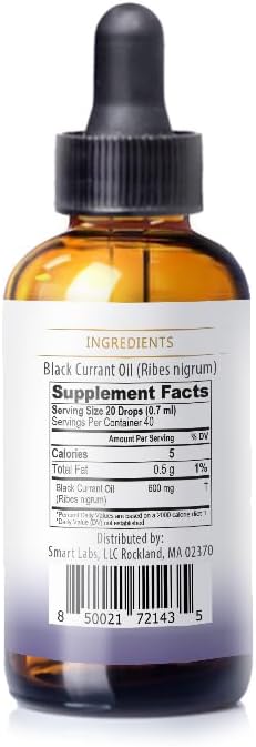 Black Currant Oil- 100% All Natural, Cold Pressed, Naturally Rich in Omega 3 and 6 Essential Fatty Acids; 1oz