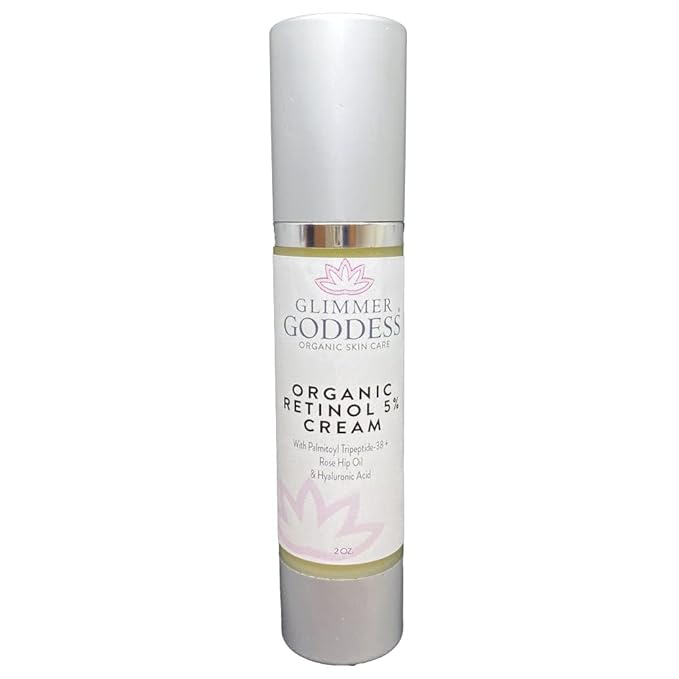 GLIMMER GODDESS Organic Retinol Wrinkle Repair Face and Neck Cream, 2 oz - Summer Formula - Anti-Aging, Hydrating, Reduces Fine Lines, Vegan, Cruelty-Free, Paraben-Free, Natural Ingredients