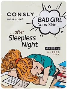 CONSLY_Bad Girl Good Skin Face Mask Set (4 pack), Hydrating and Revitalizing Mask Sheets for Tired, Stressed, and Dehydrated Skin, Bamboo Extract, Hyaluronic Acid, Snail Mucin, and Aloe