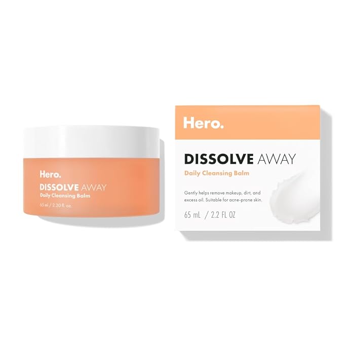 HERO COSMETICS Dissolve Away Daily Cleansing Balm - Helps Remove Makeup and Grime - Wonât Clog Pores - Suitable for Sensitive and Acne-Prone Skin (2.2 fl oz)
