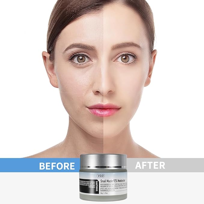 VGO Snail Mucin 92% Moisturizer 1.76 Fl Oz + Eye Cream for Dark Circles and Puffiness 0.5 Fl Oz
