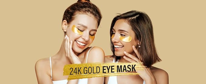 24K Gold Eye Patches Collagen Anti-Wrinkle Anti-Aging Beauty & Personal Care Dark Circles & Puffiness Brightener Rejuvenating Christmas Gift for Women Christmas Gift for Mom Skin Care Facial Travel