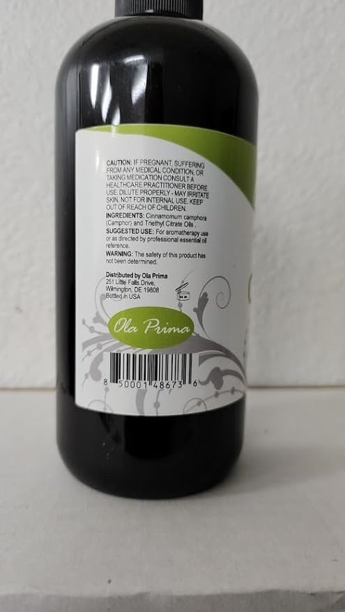 Ola Prima Camphor Essential Oil for Aromatherapy, Diffuser, Freshener (16 oz Bulk)