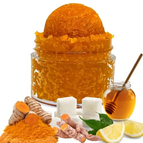Turmeric Lemon Honey Sugar Lip Scrub, Dark Lip, Lip Brightening Scrub, Exfoliating Lip Scrub, Sugar Lip Scrub, Turmeric Lemon Lip Scrub (8 Ounce)