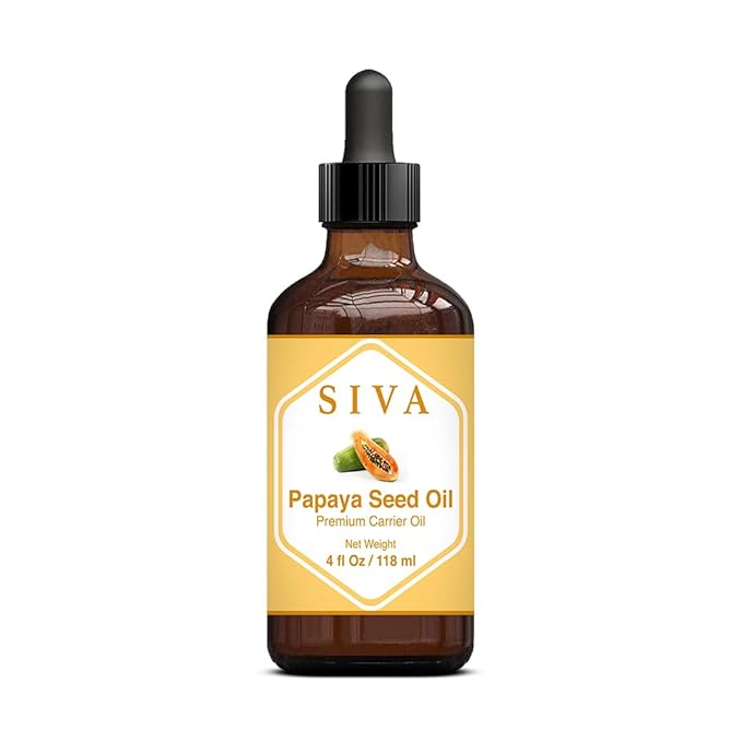 SIVA Papaya Seed Oil 4oz (118ml) Premium Cold-Pressed Carrier Oil With Dropper For Face, Skin Care, Body Massage, Hair Care, Hair Oiling & Scalp Massage