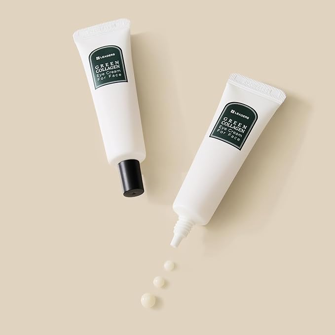LEADERS Green Collagen Eye Cream for Face – Vegan Anti-Aging Eye Treatment, Reduces Fine Lines & Dark Circles Without Irritation, Improves Skin Elasticity & Hydration, Softens Wrinkles, 30ml