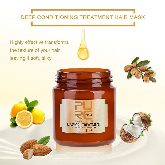 2 Pcs 120ml PURC Magical Hair Mask - 5 Seconds Repairs Damage, Advanced Molecular Repair for Roots, Keratin Treatment & Conditioner for Dry & Damaged Hair