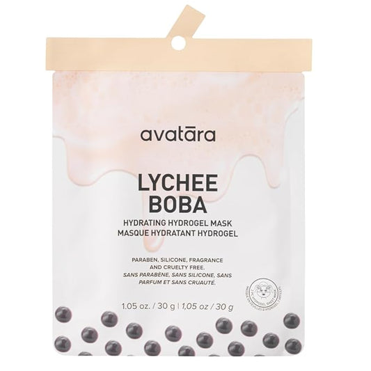 Avatara Lychee Boba Hydrogel Mask, Facial Masks Skincare Essential, 2-Piece Cooling & Hydrating Skin Care Mask with Multi-Berry Blend Boosting Antioxidant Defense, 30 g, 1-Pack