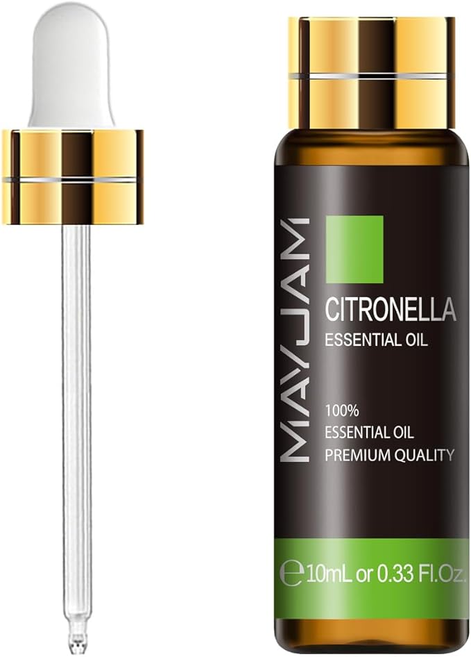 Citronella Essential Oil, MAYJAM 10ML/0.33FL.OZ Premium Citronella Oils for Soap Candle Making, Diffuser, Bedroom, Living Room, Office