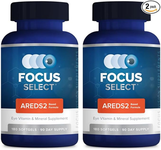 Focus Select AREDS2 Based Eye Vitamin-Mineral Supplement - AREDS2 Based Supplement for Eyes (360 ct. 180 Day Supply) - AREDS2 Based Low Zinc Formula - Eye Vision Supplement and Vitamin
