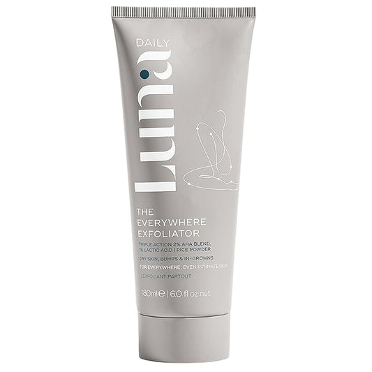 Gentle Body Exfoliator | Hydrating Acid-Based Scrub for Women | With Glycolic Acid, Lactic Acid, Rice Powder & Vitamin E | Smooths, Softens & Evens Tone | pH-Balanced & Vegan, 180ml