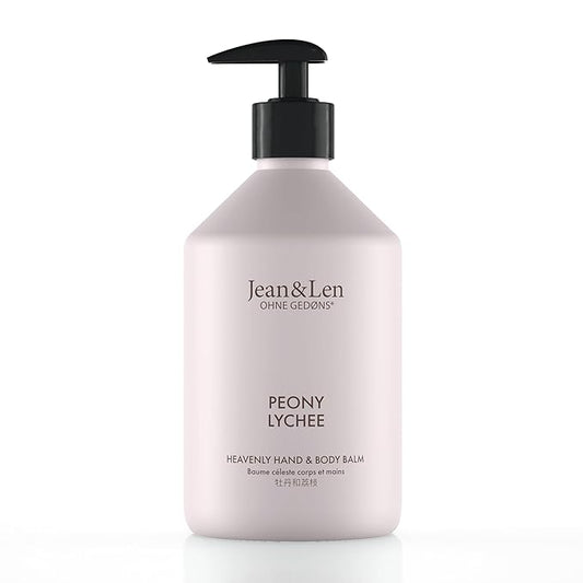 Jean & Len Heavenly Hand & Body Balm Peony & Lychee, for a fragrant care experience, with organic argan oil and shea butter, minimalistic bottle, without parabens & silicones, 16.91 Fl. Oz.