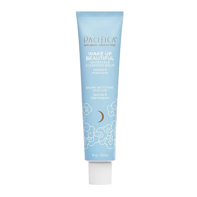 Pacifica Wake Up Beautiful Cleansing Balm & Makeup Remover - 2-in-1 Waterless Face Cleanser for Dry & Sensitive Skin, Hydrating No-Rinse Balm Dissolves Stubborn Makeup, 2.5oz
