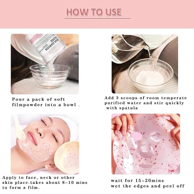 Jelly Mask Powder for Professional Facials Care,Hyalorunic Acid Moisturizing Hydro Face Mask Peel Off Mask, Hydrating Gel Face Masks with Double-ended Silicone Brush, 23 Fl Oz (ROSE)