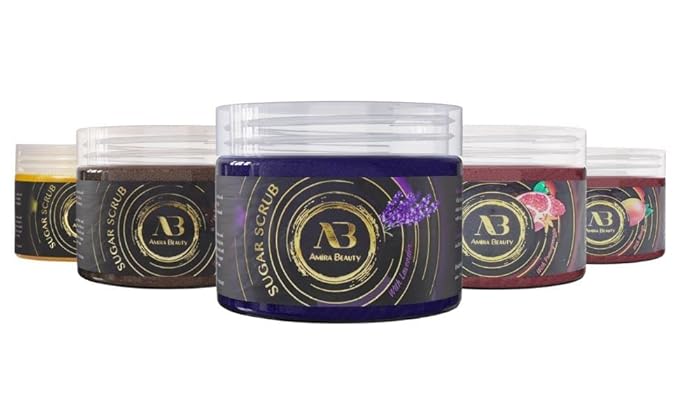 Amira Beauty Lavender Sugar Body Scrub Exfoliating Ultra Hydrating Moisturizing Scrub - Fights Cellulite & Stretch Marks (14oz)