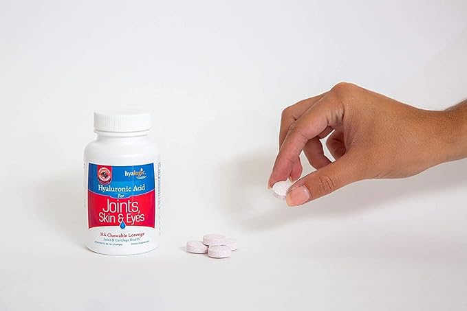 Hyalogic Hyaluronic Acid Chewable Lozenge - Chewable Tablets for Skin Care & Eyes – Vegan, Sugar-Free and Berry Favored Hyaluronic Acid Supplements (60 Count)