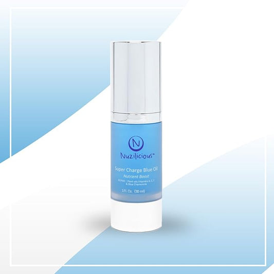 Professional Grade Super Charge Blue Oil – Intense Hydration & Radiance with Essential Oils & Lipid-Rich Plant Oils, Vegan & Cruelty-Free, 1 oz