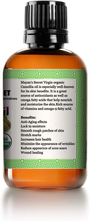 Mayan's Secret Pure Carrier and Essential oils for Skin Care, Hair, Body Moisturizer for Face-Anti Aging Skin Care (Camellia Oil Organic, 4oz)