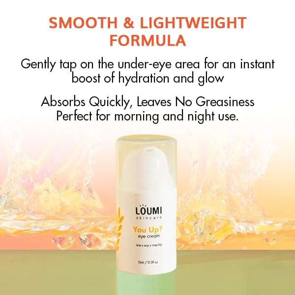 LOUMI Skincare You Up? Rose Hip Eye Cream | Brightening, Hydrating Under-Eye Cream | Reduces Dark Circles, Puffiness & Wrinkles | Rice, Soy & Rosehip Collagen Boost | Natural, Vegan, Cruelty-Free 1oz