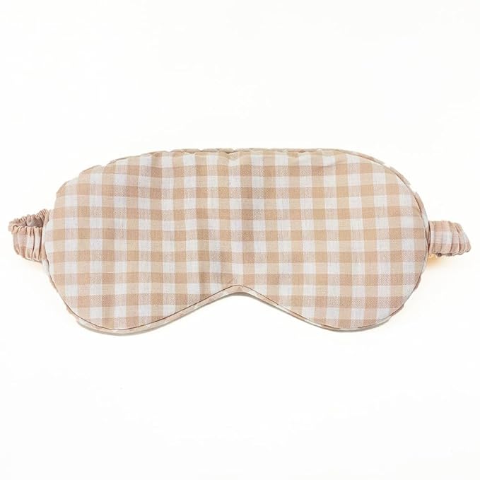 Linen Eye Mask for Girls,Travel Breathable Sleep Mask,Adjustable Strap, Hypoallergenic, Cooling with Travel Bag Gift Package(Gingham)