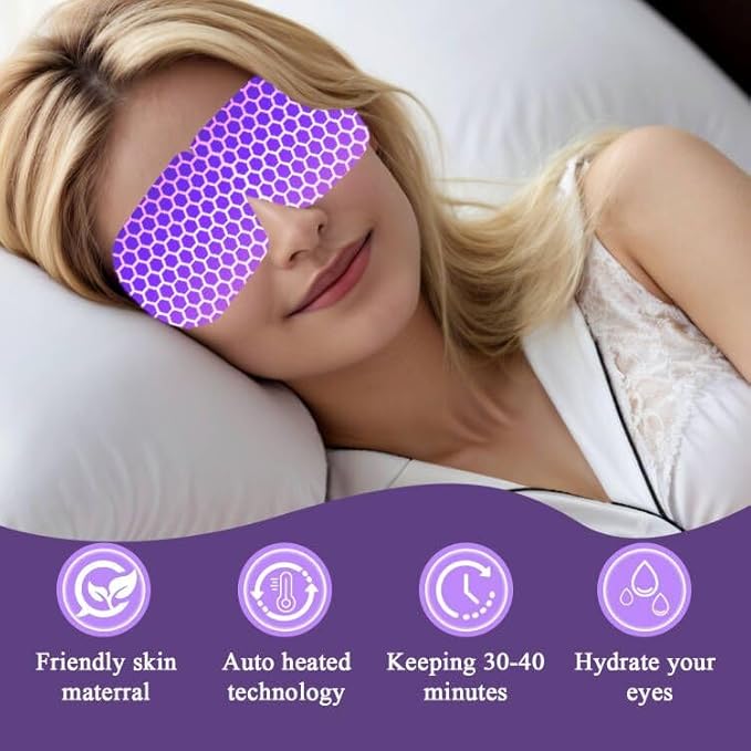 20 Packs Lavender Scented Steam Eye Mask, Heated Eye Mask for Dry Eyes & Relaxation, Self Heating Eye Compress for Sleep, Spa, Travel Essentials, Stress Relief Gifts for Women & Men, Stocking Stuffers