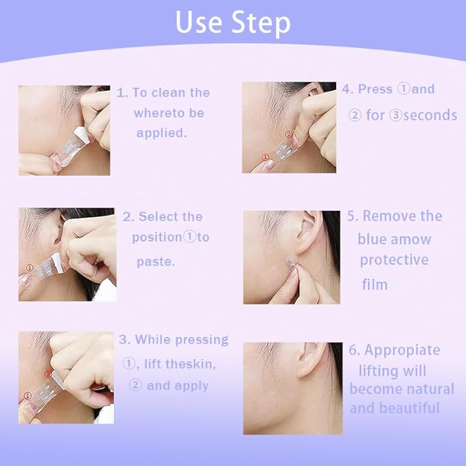 200PCS, Face Lift Tape, Bands Instant Facelift Tape for Wrinkles, Instant Neck Tape For Sagging Skin, Eyes, Jowls,Transparent Lifting Tapes with Elastic Bands