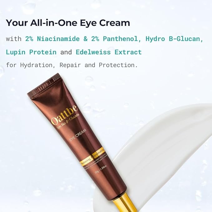 Eye Cream with SYN-BIO B-Glucan - Reduces Wrinkles, Brightens Dark Circles, Hydrates & Firms Skin - Gentle for All Skin Types - Quick Absorbing, Non-Sticky Formula