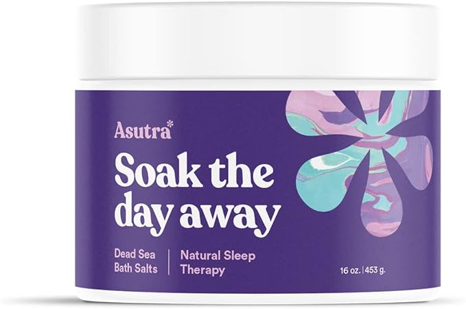 ASUTRA Dead Sea Bath Salts (Bedtime Soak), 16 oz - Soak in Rich & Vital Healing Minerals - Prepare for Sweet Dreams with Lavendar, Rosemary, & Ylang Ylang Essential Oils