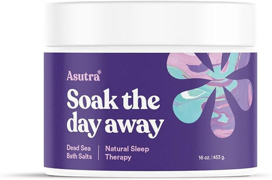 ASUTRA Dead Sea Bath Salts (Bedtime Soak), 16 oz - Soak in Rich & Vital Healing Minerals - Prepare for Sweet Dreams with Lavendar, Rosemary, & Ylang Ylang Essential Oils