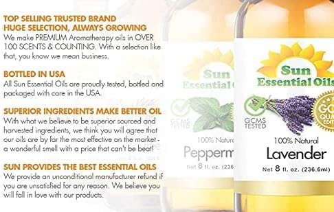 Sun Essential Oils - Lemongrass Essential Oil 4 oz with Dropper for Diffuser, Hair & Skincare, Aromatherapy Massage, Humidifier, Candle, Soap & Lotion Making at Home