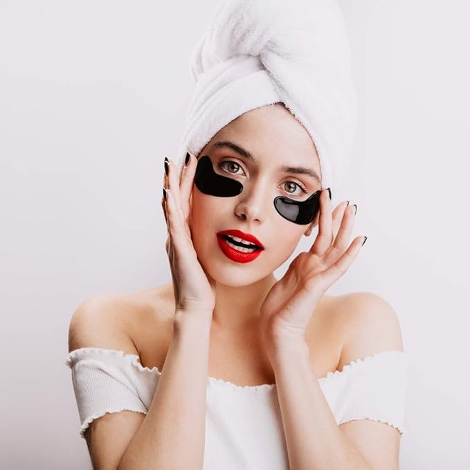 Jakuva 30 Pairs Under Eye Patches, Collagen Eye Mask Eye Patches for Dark Circles and Puffy Eyes, Reduce Wrinkles, Eye Mask Skincare for Moisturizing, Under Eye Mask Bulk for Your Face Care, Black