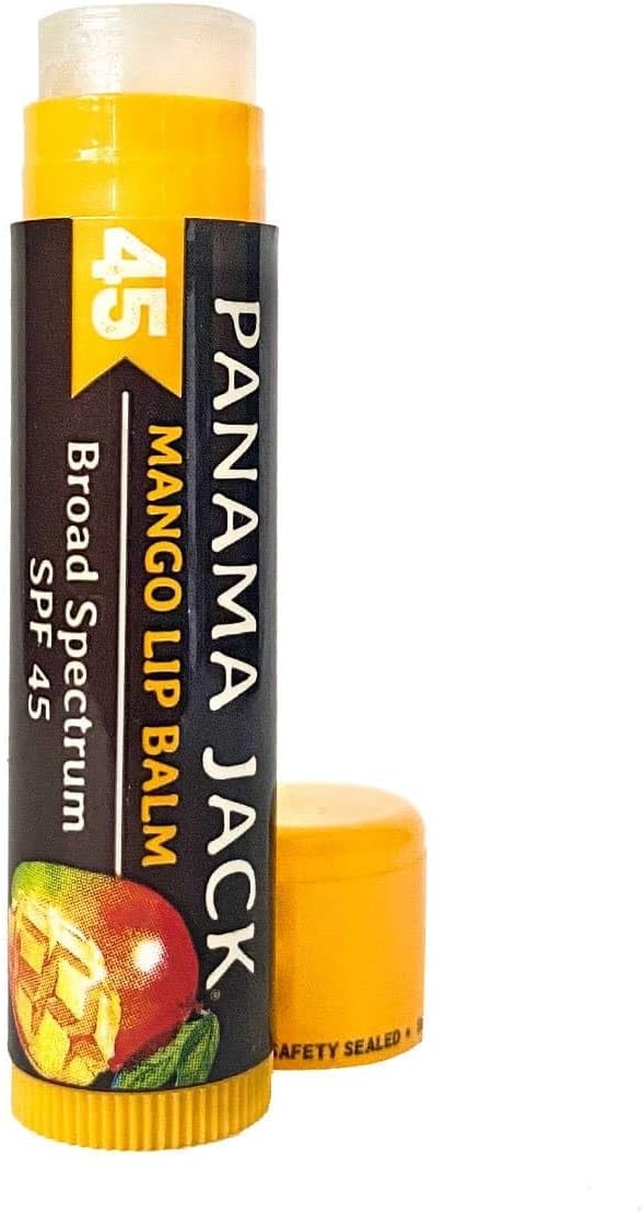 Panama Jack Sunscreen Lip Balm - SPF 45, Flavor Pack, Broad Spectrum UVA-UVB Sunscreen Protection, Prevents & Soothes Dry, Chapped Lips (5 Pack)