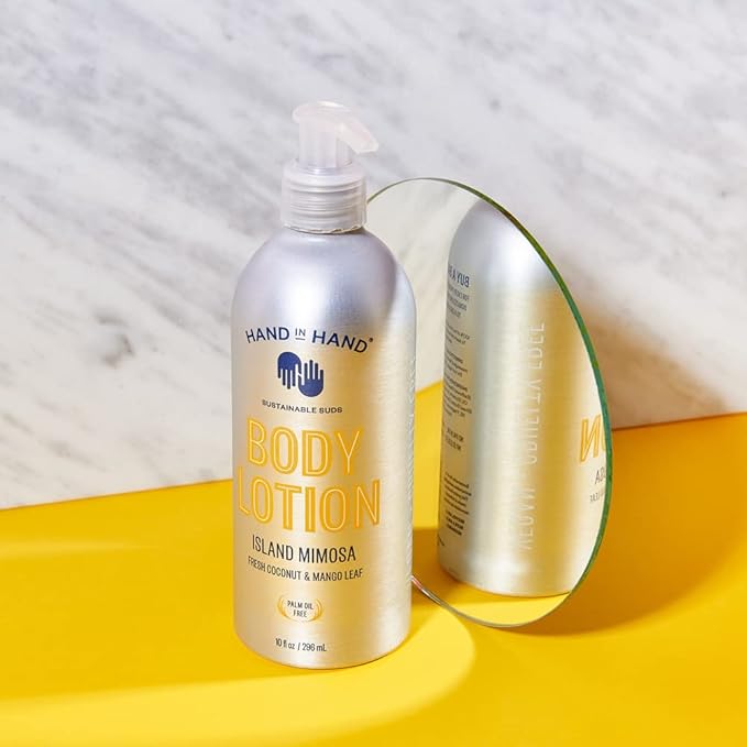 Hand in Hand Moisturizing Body Lotion, Dry Skin Lotion with Shea Butter, 10 Fl Oz, Fresh Coconut & Mango Leaf, Island Mimosa Scent, 2 Pack