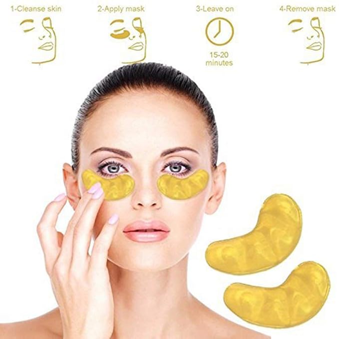 30 Pairs 24K Gold Eye Mask Powder Crystal Gel Collagen Natural Eye Pads For Anti-Aging & Moisturizing Reducing Dark Circles, Puffiness, Wrinkles
