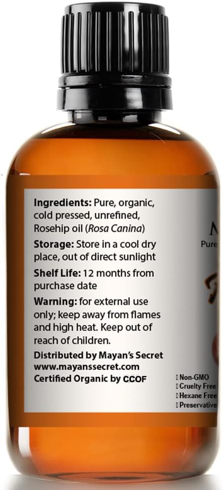 Mayan's Secret Pure Carrier and Essential oils for Skin Care, Hair, Body Moisturizer for Face-Anti Aging Skin Care (Rosehip Organic, 4oz)