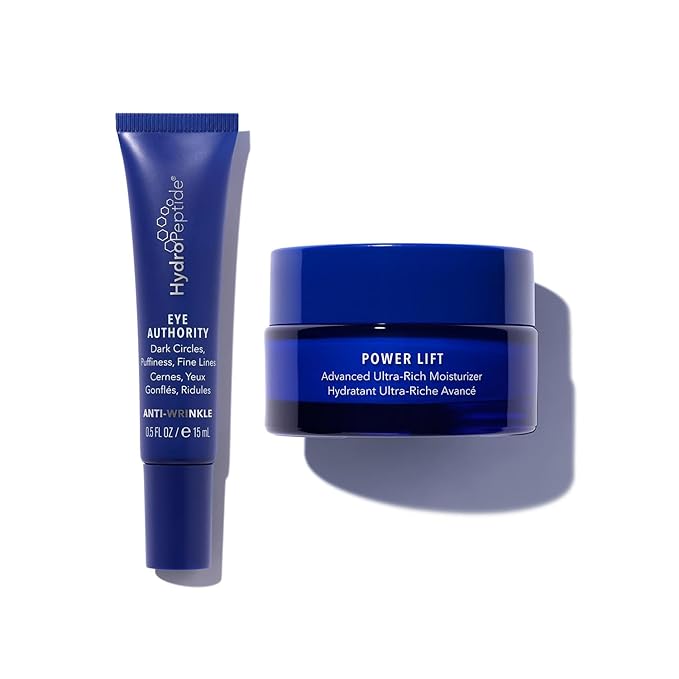 HydroPeptide Eye Authority and Power Lift Advanced Ultra-Rich Moisturizer Bundle, (0.5 Ounce and 1 Ounce)