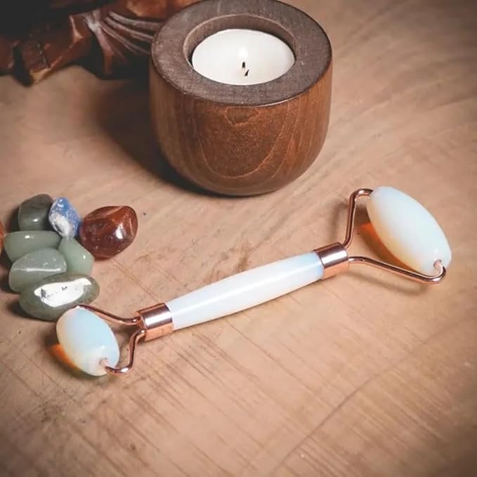 Opal Roller & Gua Sha Set, Face Roller Manual Massager, Opal Applicator for Face, Neck,Body Muscle,Relaxing, Stimulating Blood Flow, Relieve Fine Lines, Wrinkles,Opal