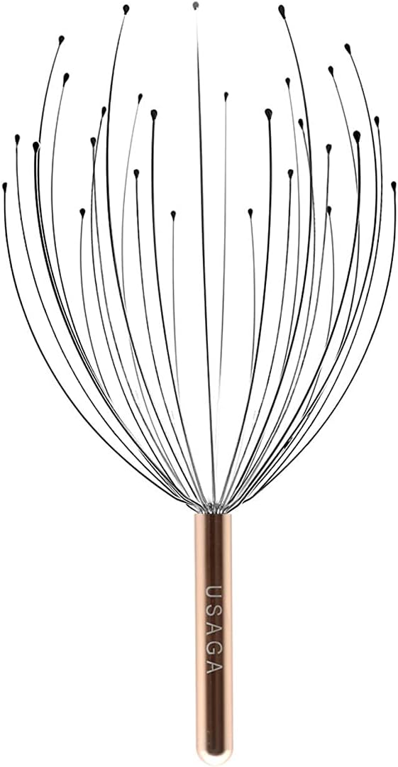 USAGA 28 Fingers Head Scratcher, Head Massager, Scalp Massager for Scalp Body Relaxing (Golden)