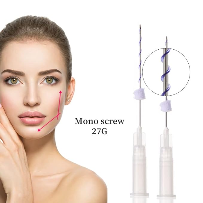 Pdo Thread(Mono screw 27G 50MM) For Face Lift/Whole Body Lift Mono Screw Type/Pdo Mono Screw Thread Sharp 27G 50mm (50pieces)