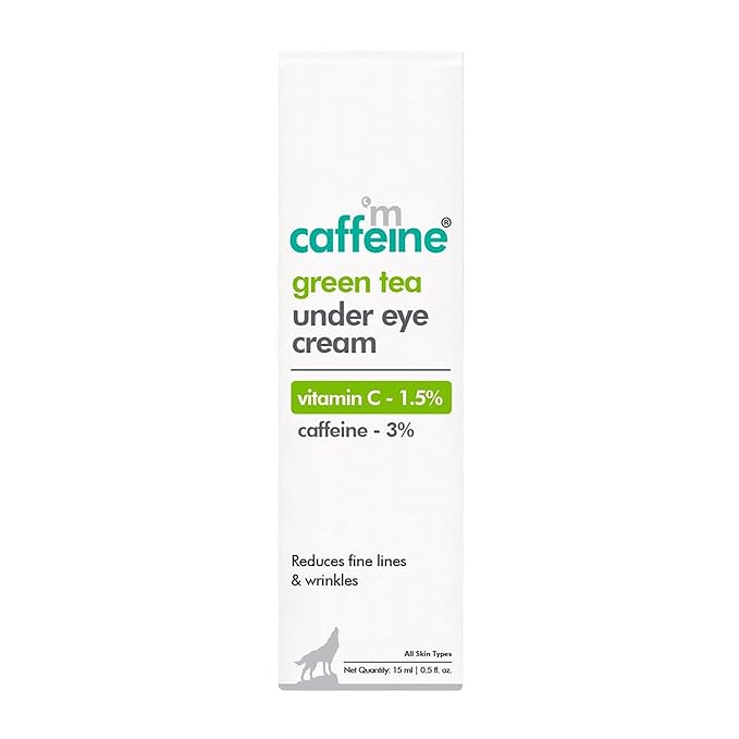 mCaffeine Green Tea and Vitamin C Under Eye Cream - Anti Aging Caffeine Eye Cream for Dark Circles, Puffiness, and Pigmentation - Nourishes - 0.5 oz