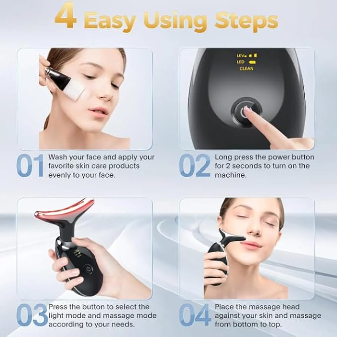 7- in- 1 Skin Care: This Facial Anti-Aging Device has Multiple Skin Care Functions, it has 7 Different Color and 3 Massage Modes, Meet Your Various Needs, so You can Enjoy Skin Care at Home.