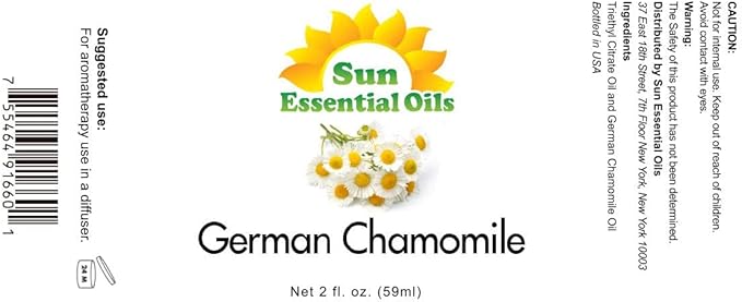 Sun Essential Oils German Chamomile Essential Oil 2 oz - Chamomile Aromatherapy Oil