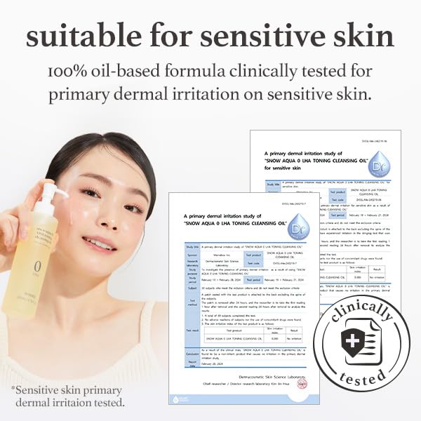 NOONI Facial Cleanser - Snow Aqua 0 LHA Toning Cleansing Oil | Makeup Blackhead Remover, Pore Control, Glass Skin, Help Control Sebum, Revitalizing, Mother's Day, 6.76 Fl Oz (200 ml)