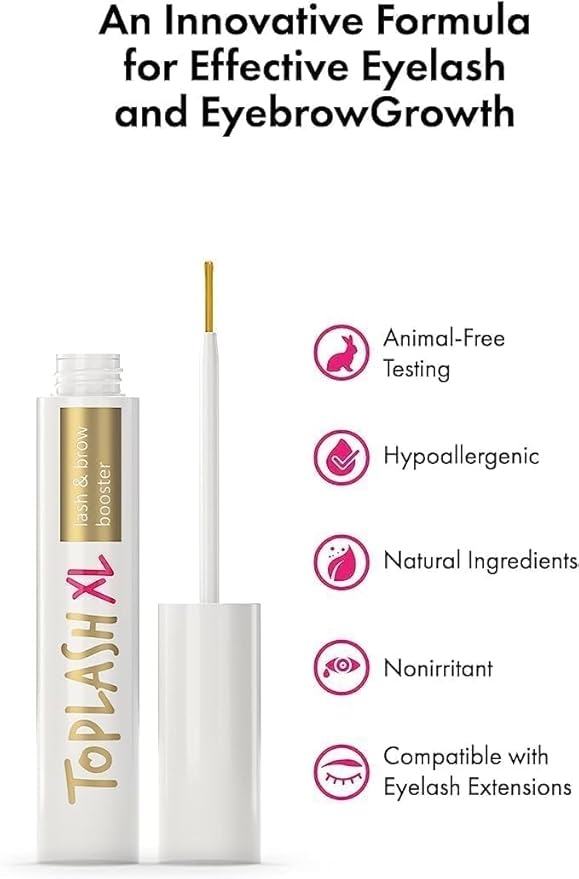 XL Lash and Brow Booster, Growth Serum with Eyelash and Eyebrow Enhancer, Promotes Stronger, Thicker, Healthier Lashes with Botanicals and Peptides